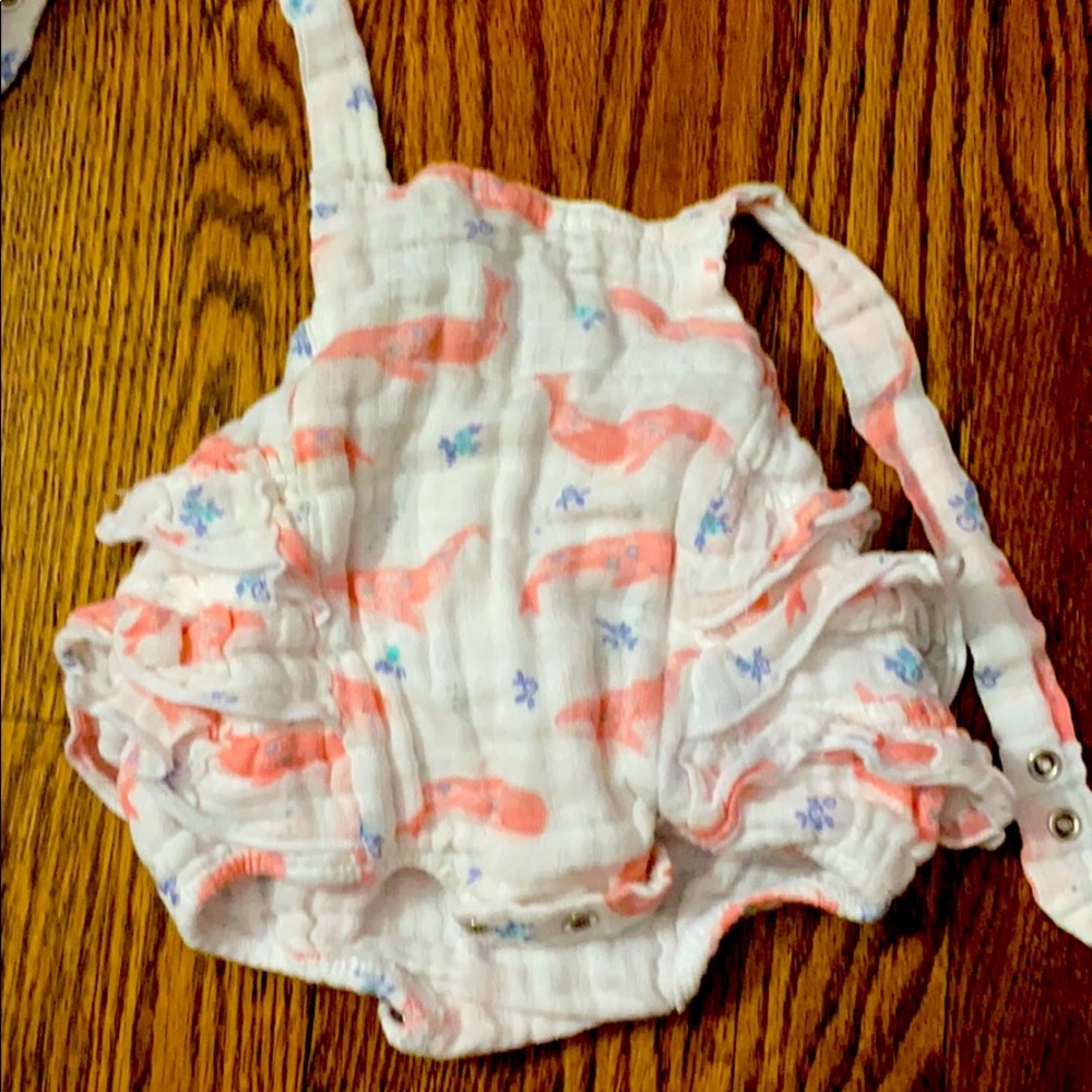 Pink whale bubble romper